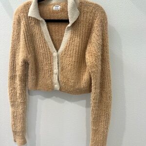Cotton On Plush Crop Button Down Fleck Cardigan